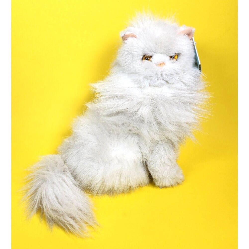 Vintage Cuddle Critter White Cat Plush Stuffed Animal Long Hair Persian 12"